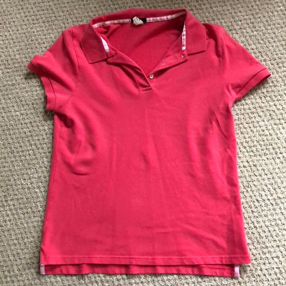 J. Crew pink collared short-sleeve polo shirt